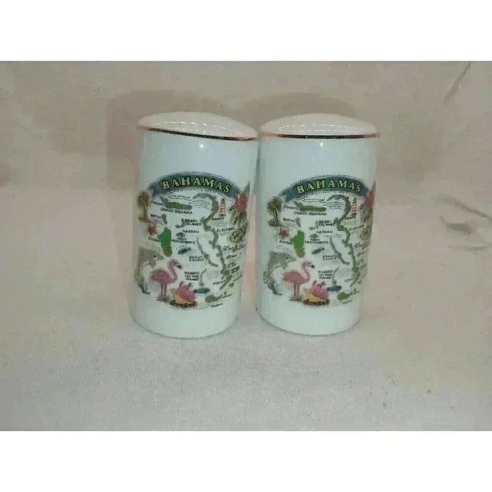 VTG BAHAMAS SOUVENIR SALT & PEPPER SHAKERS W/ ORIGINAL PRICE STICKER COLLECTABLE